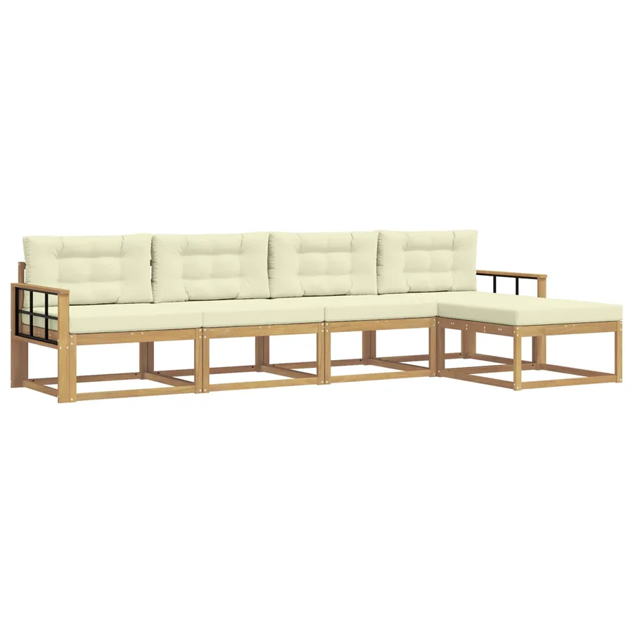 Ensemble de canapés d'extérieur 4 pcs Blanc et crème Polyester - 2