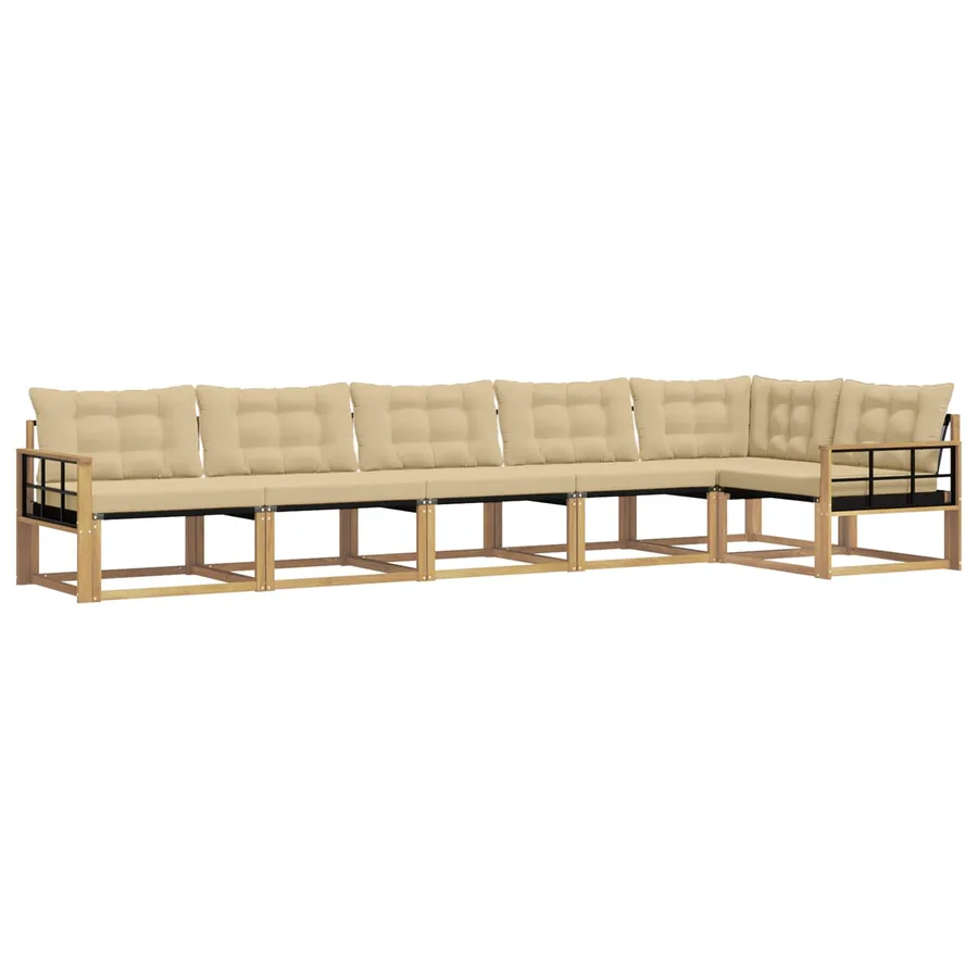 Ensemble de canapés d'extérieur 6 pcs Blanc et Beige - 2