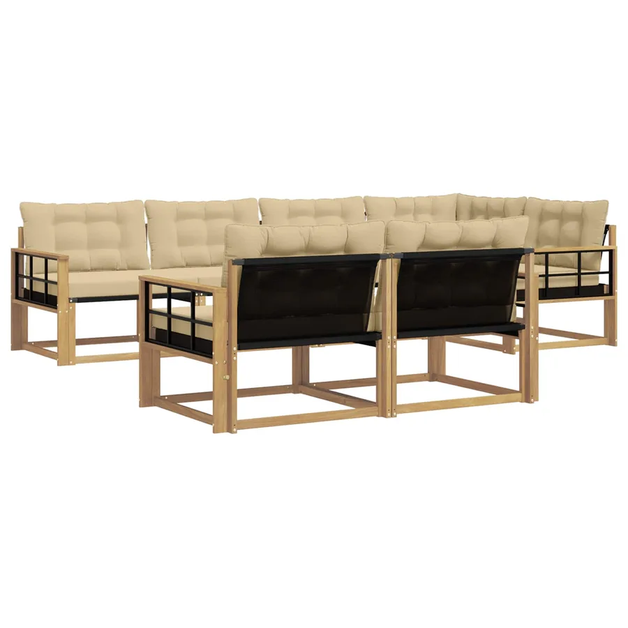 Ensemble de canapés d'extérieur 7 pcs Blanc et Beige - 2