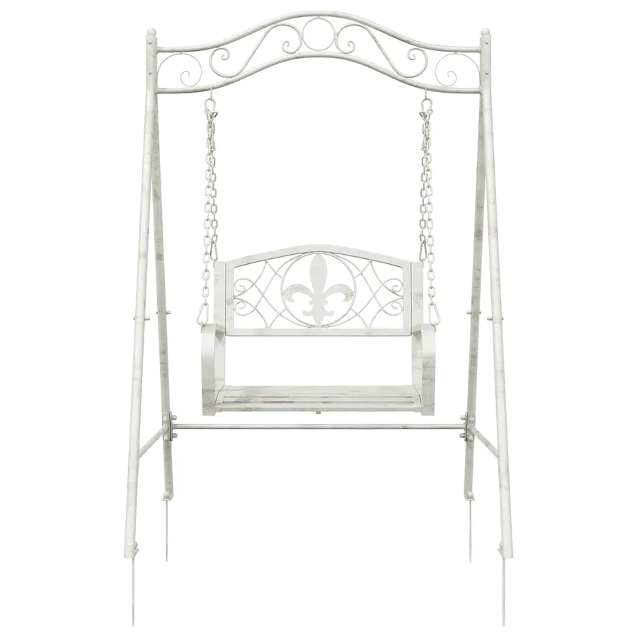 Banc Balançoire Acier 113 x 121,5 x 168 cm Blanc antique - 3