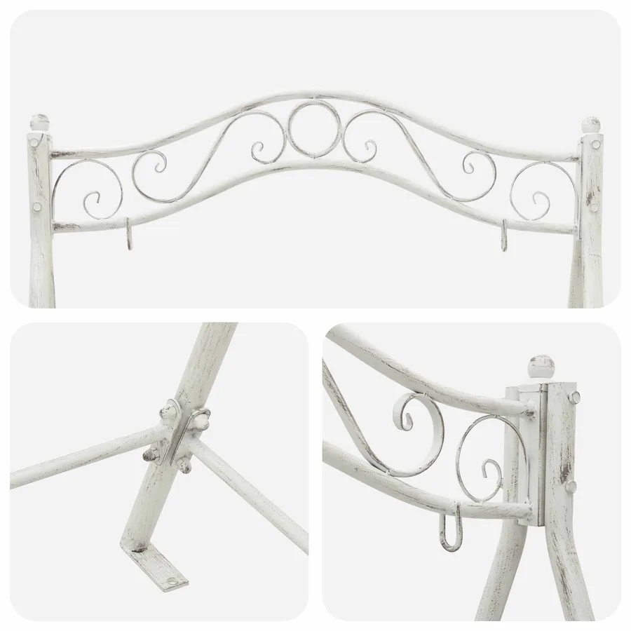 Banc Balançoire Acier 113 x 121,5 x 168 cm Blanc antique - 6