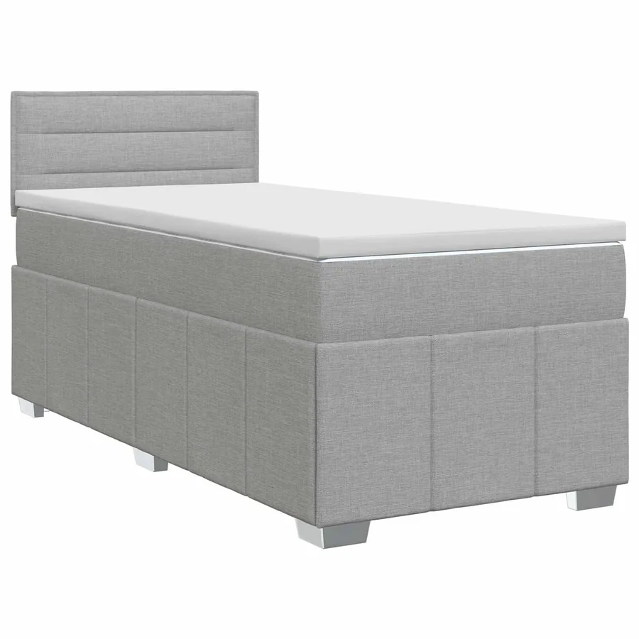Lit boxspring avec matelas Gris clair 90 x 200 cm Tissu