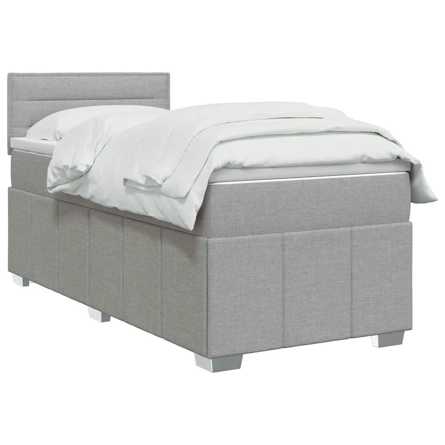 Lit boxspring avec matelas Gris clair 90 x 200 cm Tissu - 2