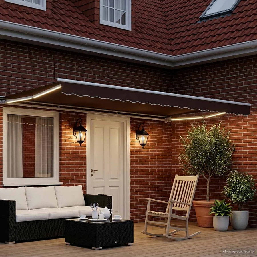 Auvent rétractable électrique Marron et blanc 5 x 3 m - 3