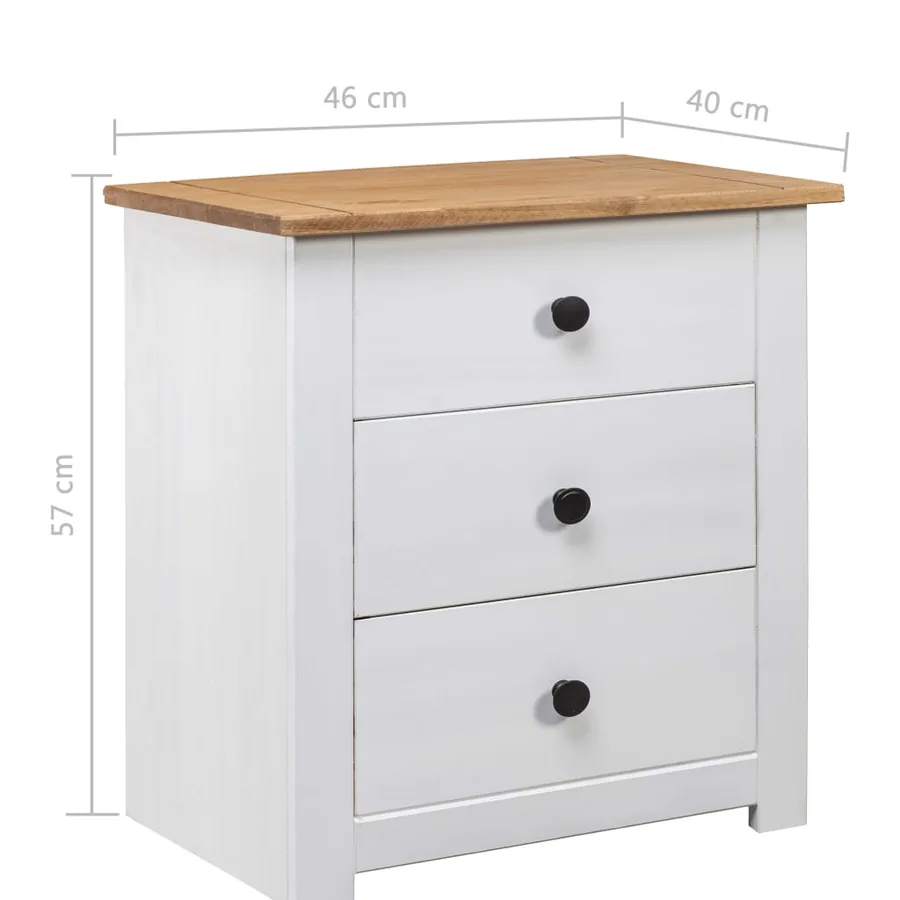 Table de chevet Blanc 46x40x57 cm Pin Gamme Panama - 9