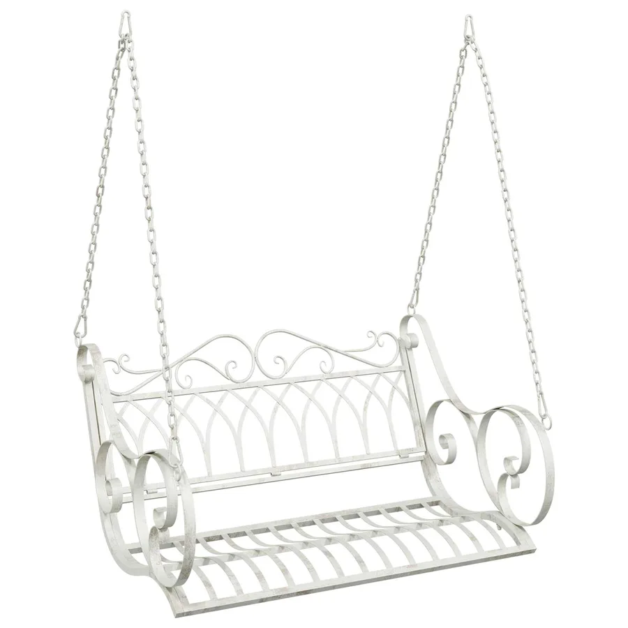 Banc Balançoire Acier 109 x 75 x 59 cm Blanc antique - 2