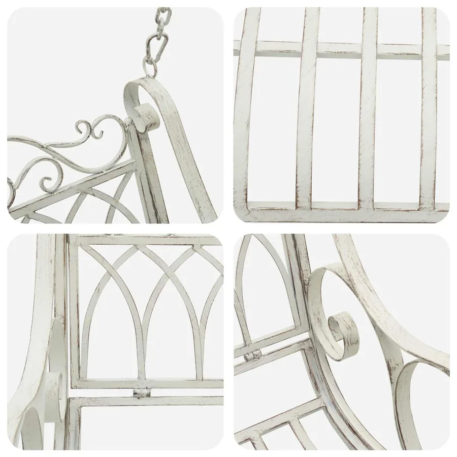 Banc Balançoire Acier 109 x 75 x 59 cm Blanc antique - 6