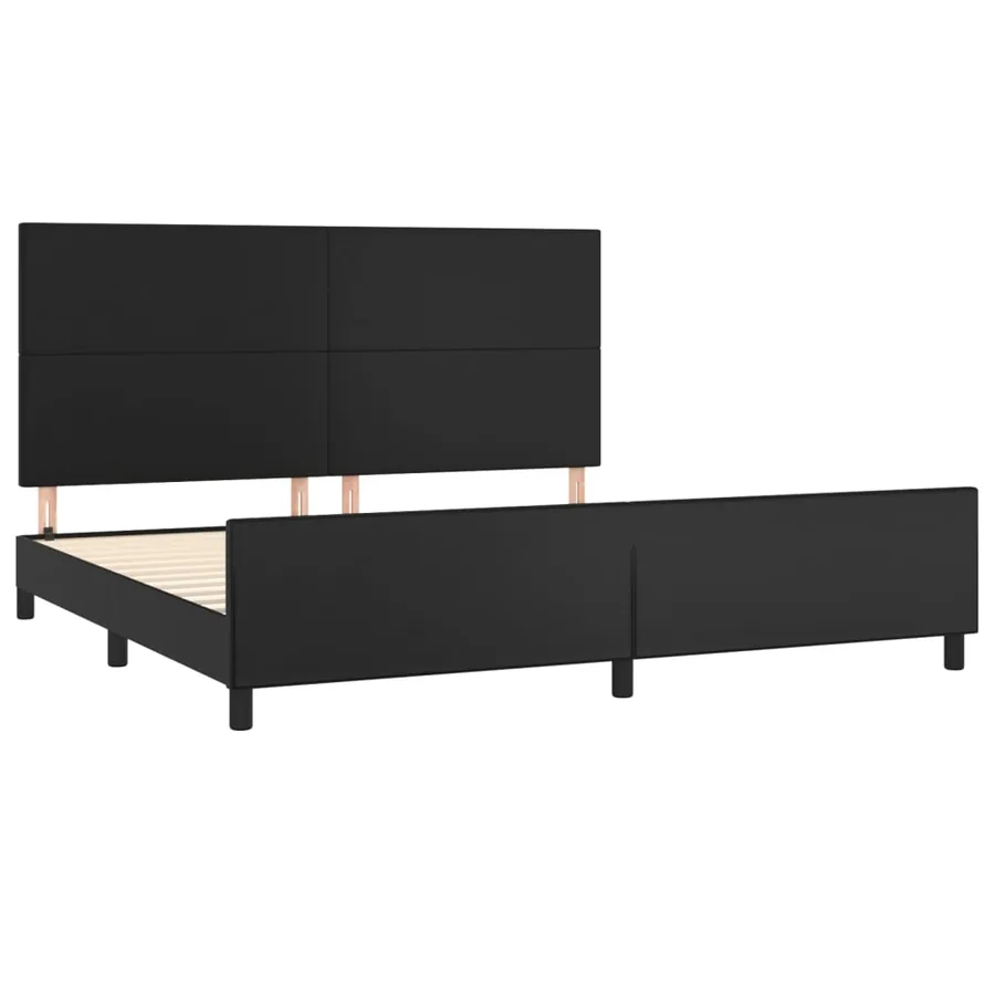Cadre de lit sans matelas noir 200x200 cm similicuir - 4