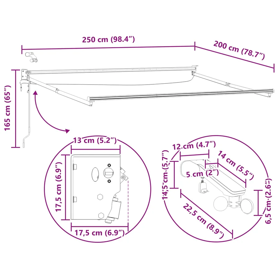 Auvent rétractable électrique Beige 2,5 x 2 m - 15