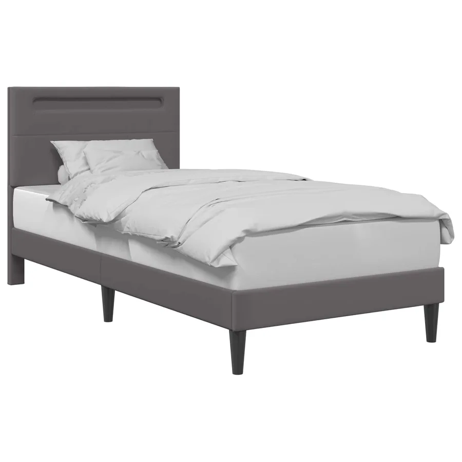 Cadre de lit avec bandes LED Gris 100 x 200 cm Simili cuir - 3