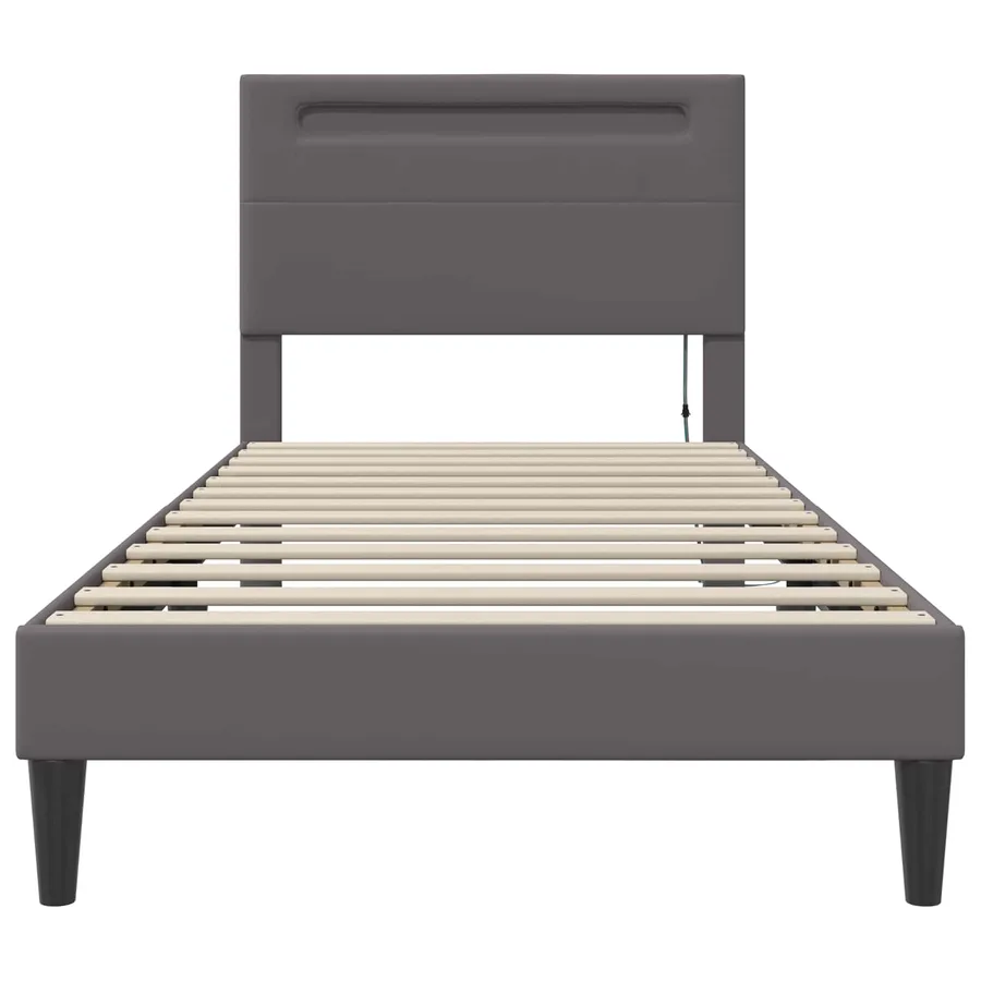 Cadre de lit avec bandes LED Gris 100 x 200 cm Simili cuir - 6