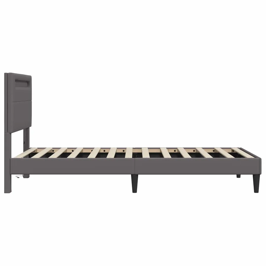Cadre de lit avec bandes LED Gris 100 x 200 cm Simili cuir - 7