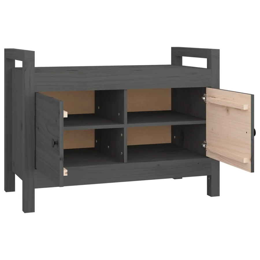 Banc d'entrée Gris 80x40x60 cm Bois de pin massif - 4