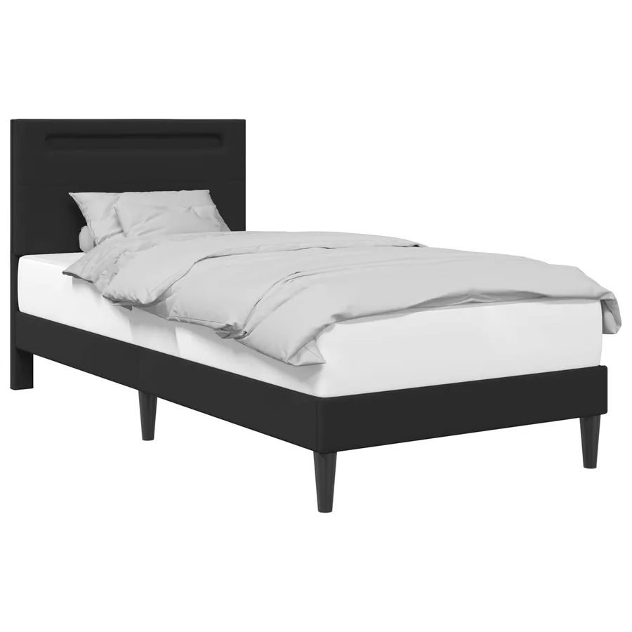 Cadre de lit avec bandes LED Noir 80 x 200 cm Simili cuir - 3