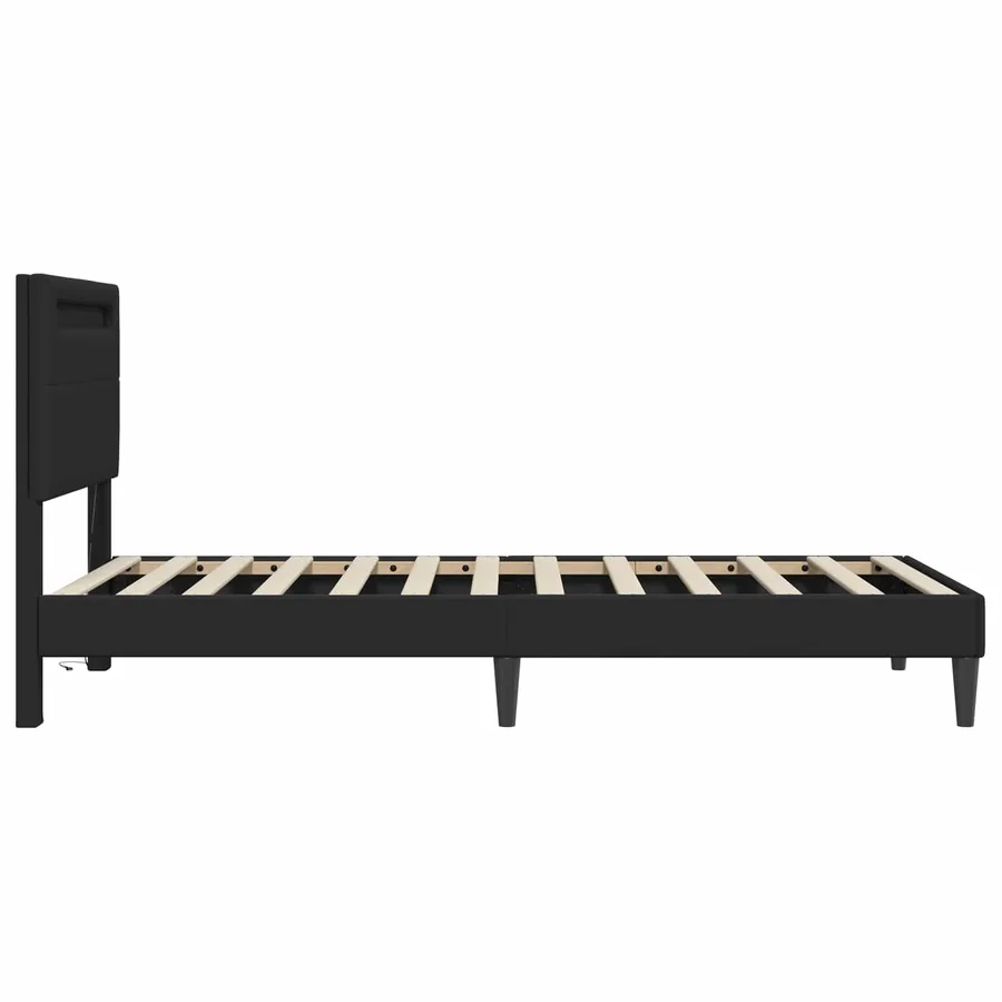 Cadre de lit avec bandes LED Noir 80 x 200 cm Simili cuir - 7