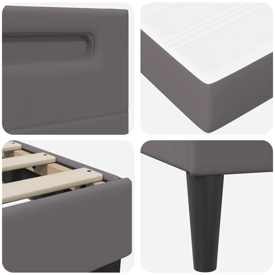 Cadre de lit avec bandes LED Gris 90 x 190 cm Simili cuir - 11