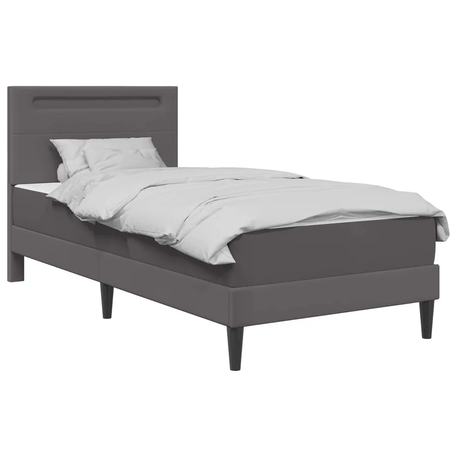 Cadre de lit avec bandes LED Gris 90 x 190 cm Simili cuir - 3