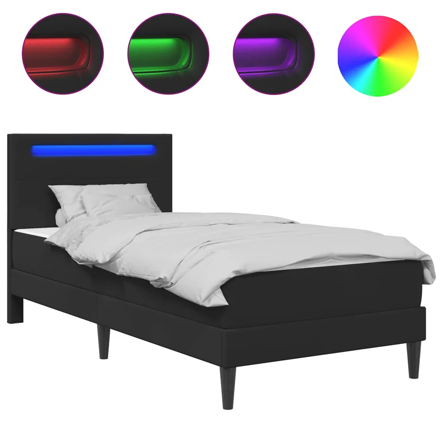 Cadre de lit avec bandes LED avec tête de lit Simili cuir - 2