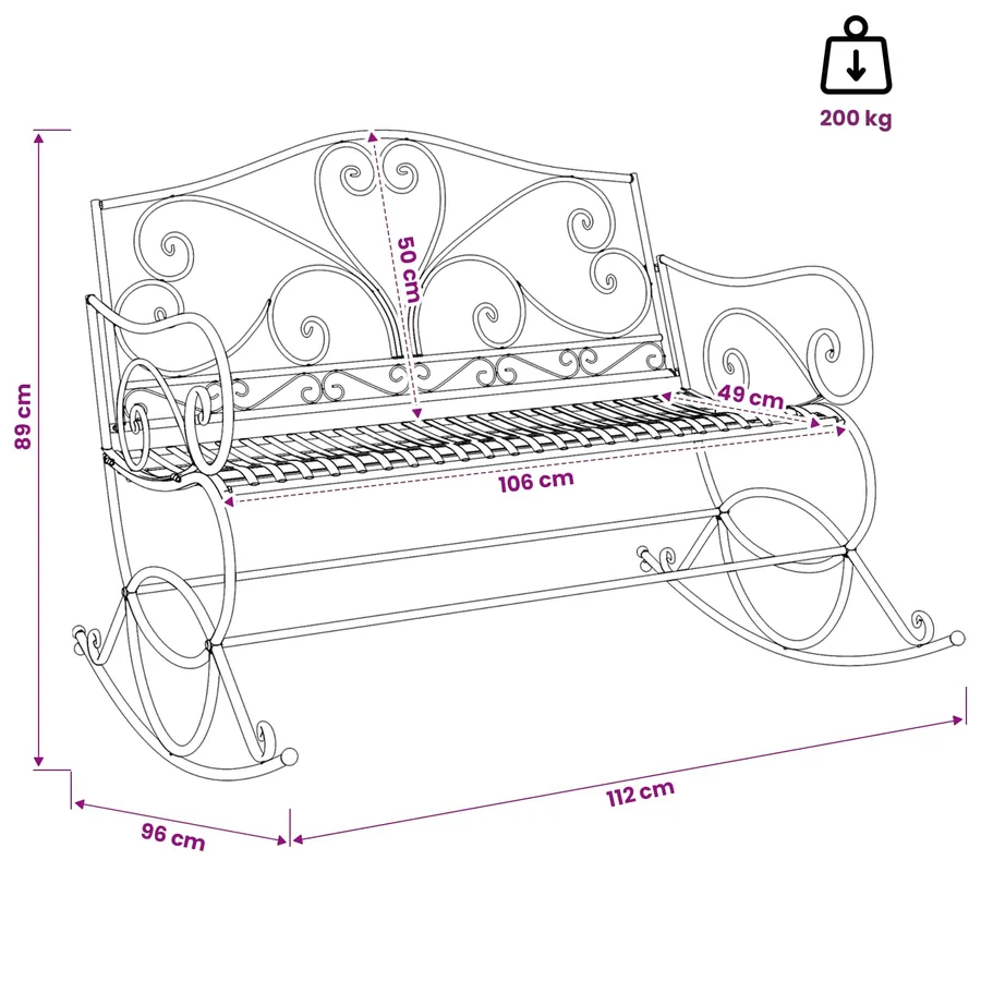 Banc de jardin Marron ancien Acier - 7
