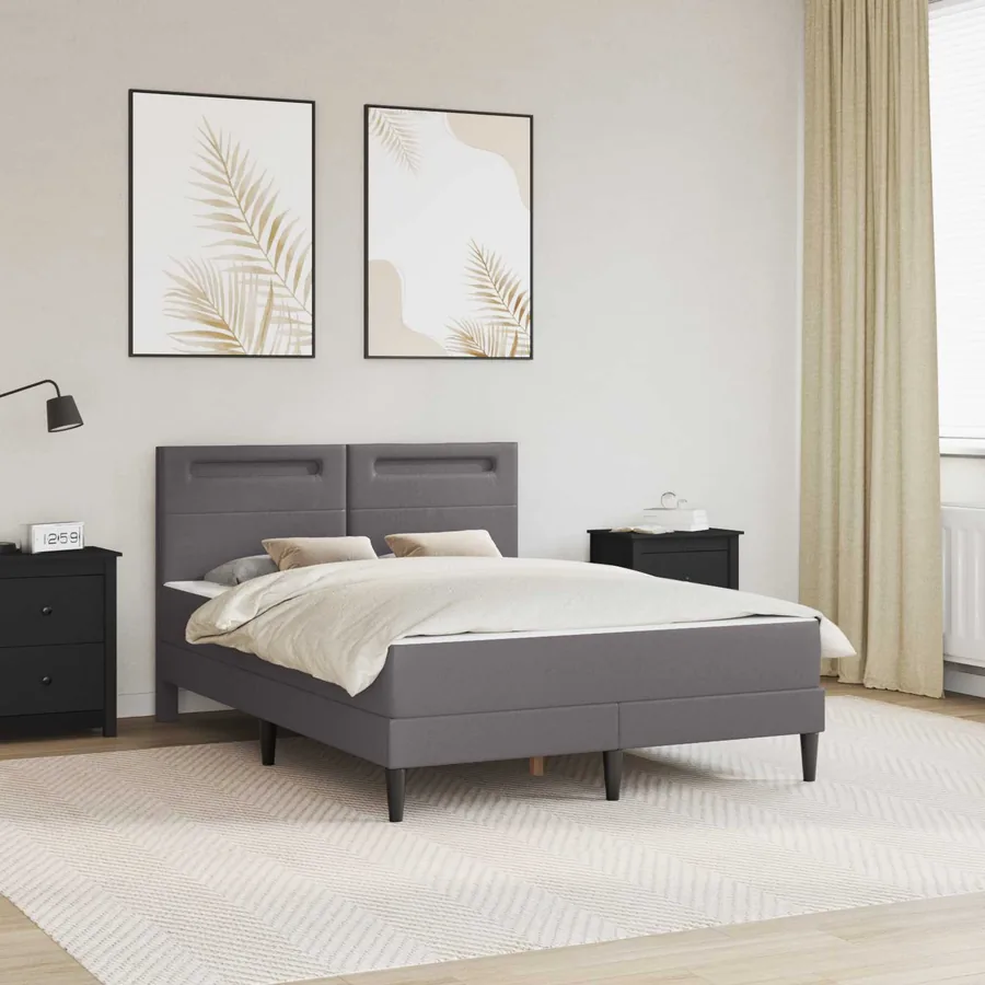 Cadre de lit avec bandes LED Gris 120 x 200 cm Simili cuir