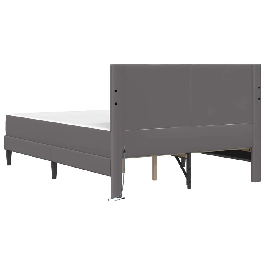 Cadre de lit avec bandes LED Gris 120 x 200 cm Simili cuir - 10