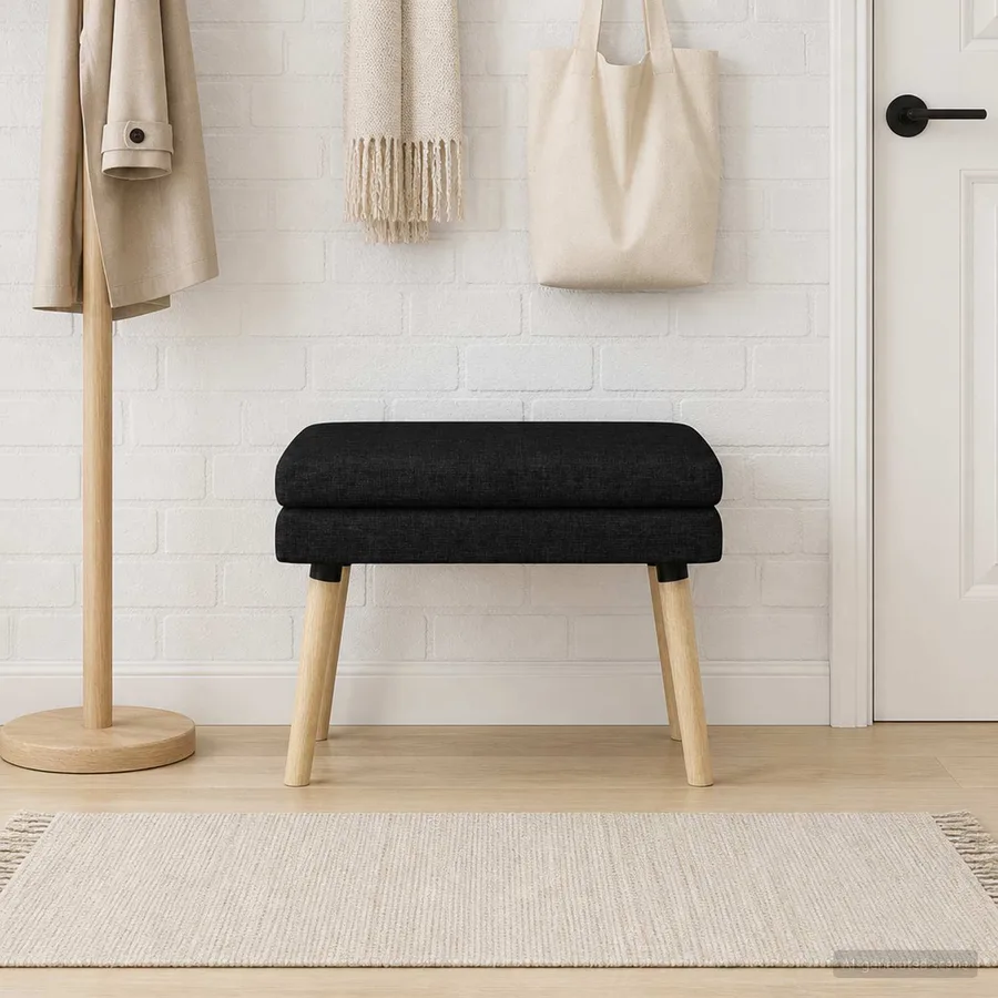 Banc à double couche Noir 60 x 40 x 46 cm Tissu - 4