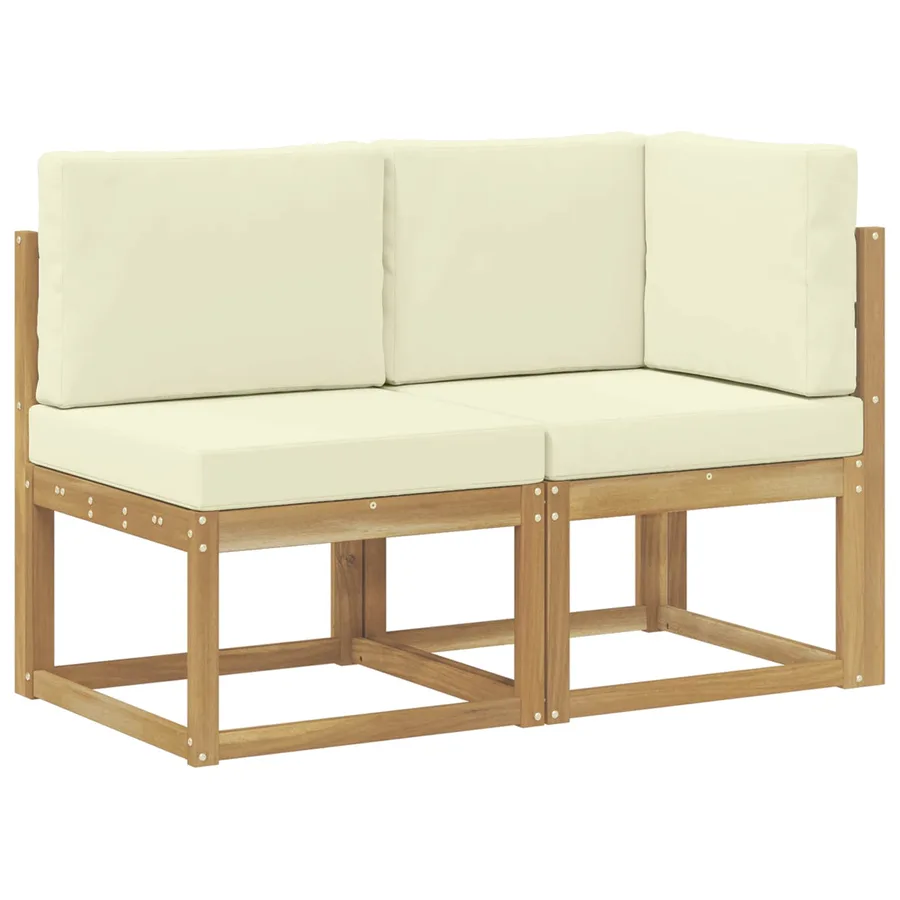 Canapé d’extérieur milieu et coin avec coussin 2 Pièce Blanc - 2