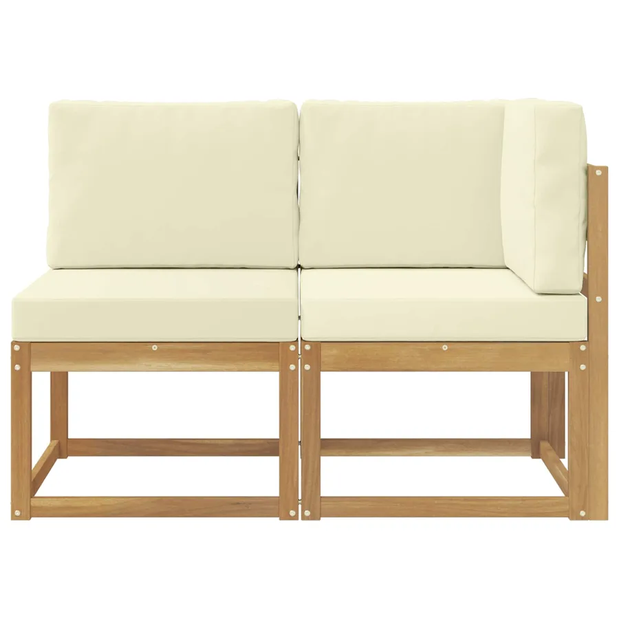 Canapé d’extérieur milieu et coin avec coussin 2 Pièce Blanc - 3