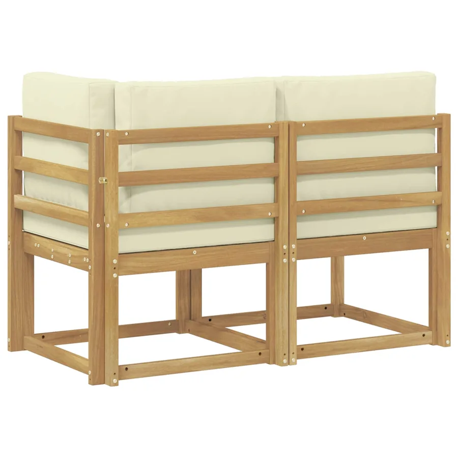 Canapé d’extérieur milieu et coin avec coussin 2 Pièce Blanc - 5