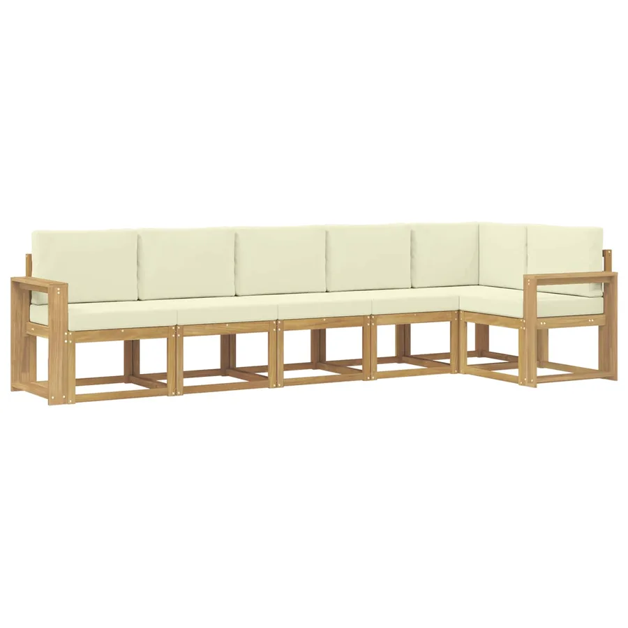 Ensemble de canapés d'extérieur 6 pcs Blanc et crème Polyester - 2