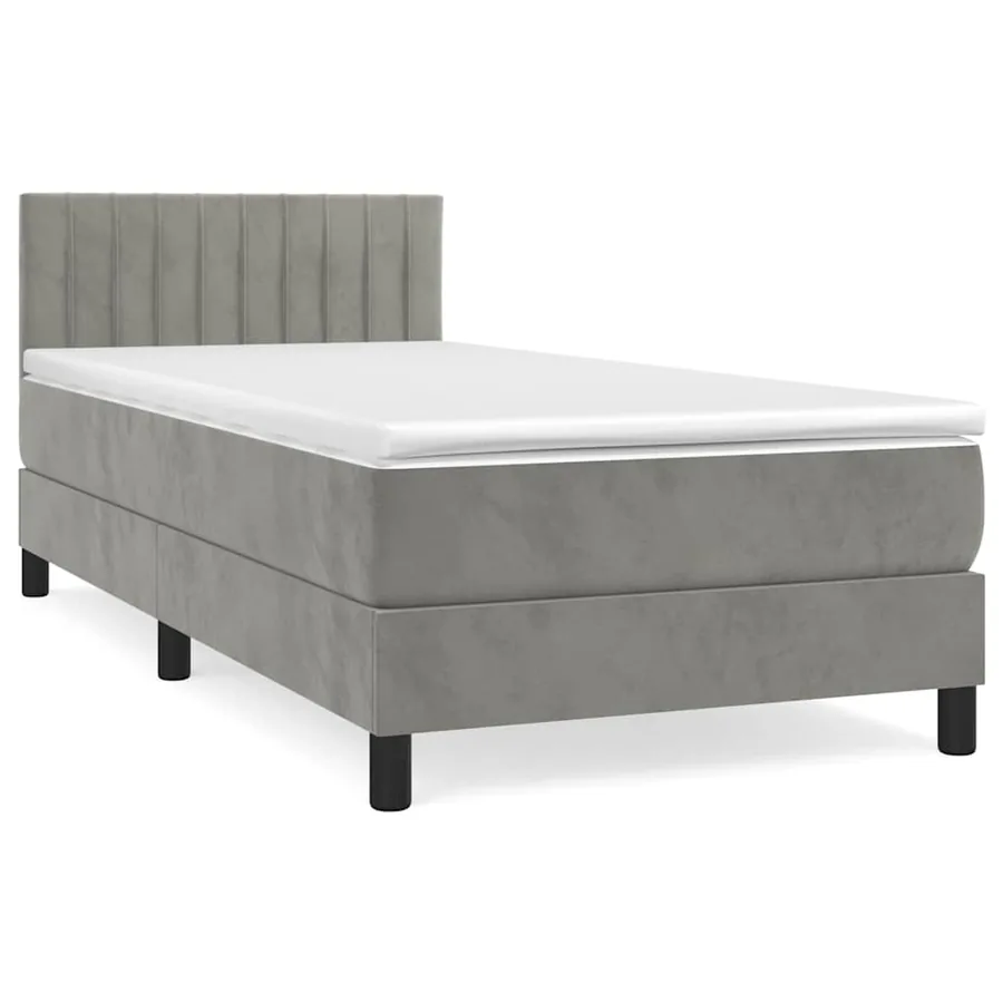 Sommier à lattes de lit et matelas Gris clair 80x200 cm Velours - 2