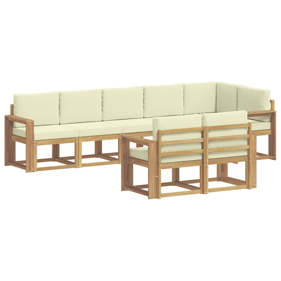 Ensemble de canapés d'extérieur 8 pcs Blanc et crème Polyester - 2