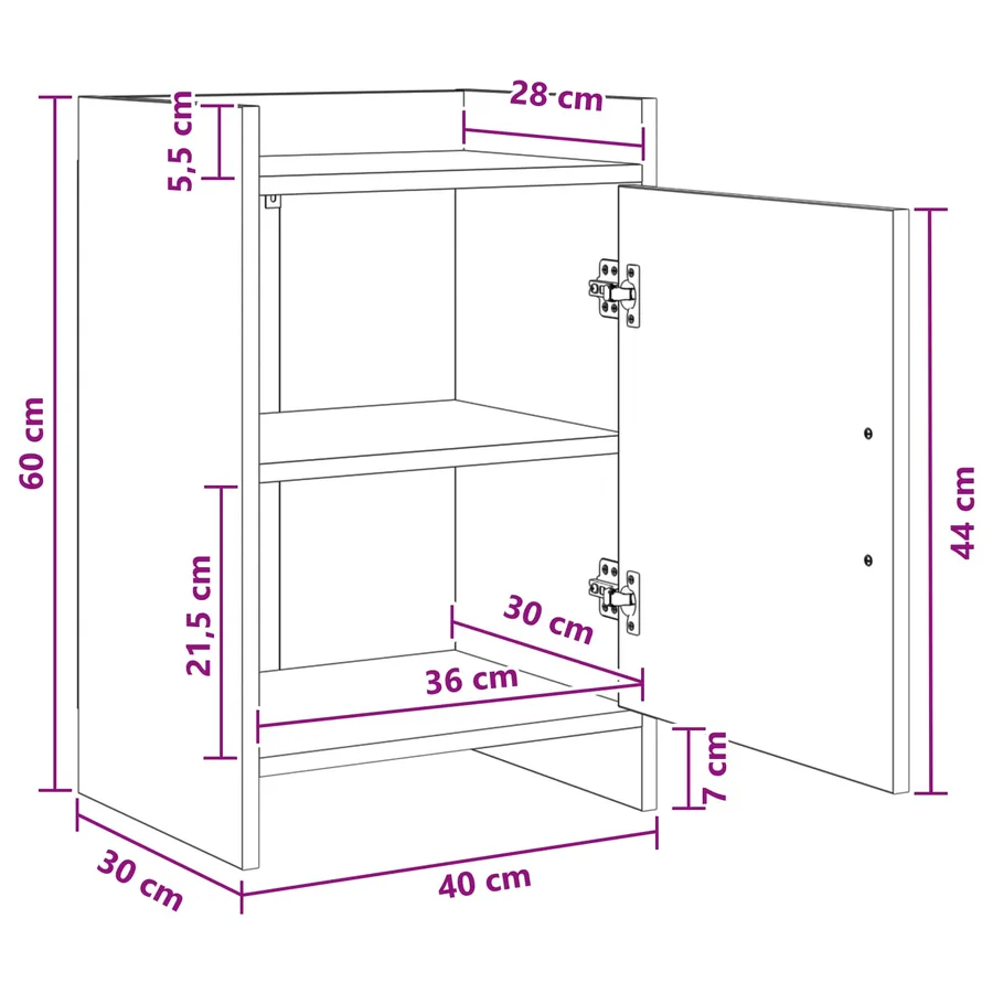Tables de chevet Chêne artisanal 40 x 30 x 60 cm - 9