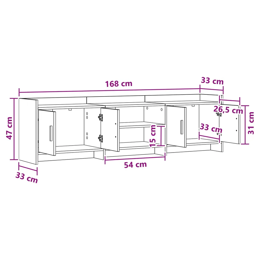 Meuble TV 168 x 33 x 47 cm Chêne Sonoma Bois d'ingénierie - 10