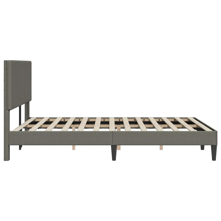 Cadre de lit Gris clair 160 x 200 cm Tissu en velours côtelé - 5