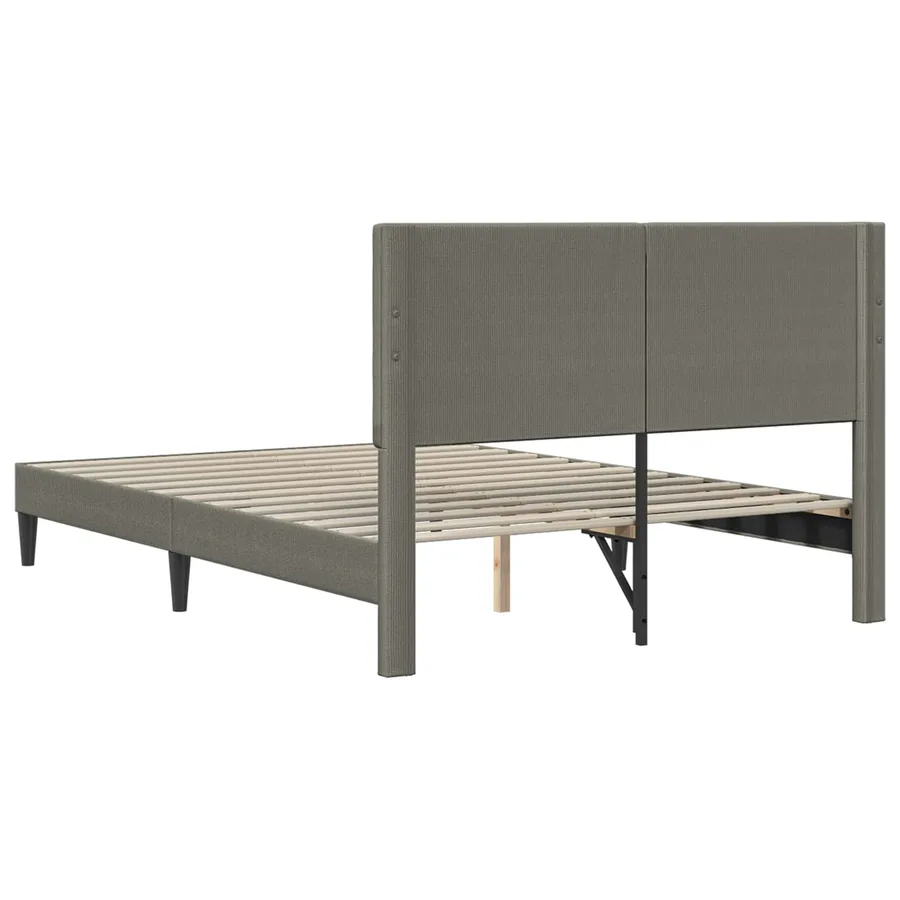 Cadre de lit Gris clair 160 x 200 cm Tissu en velours côtelé - 6