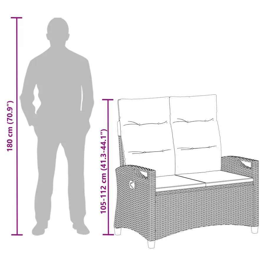 Banc de jardin avec oreiller 105 x 60 x 112 cm acier - 13