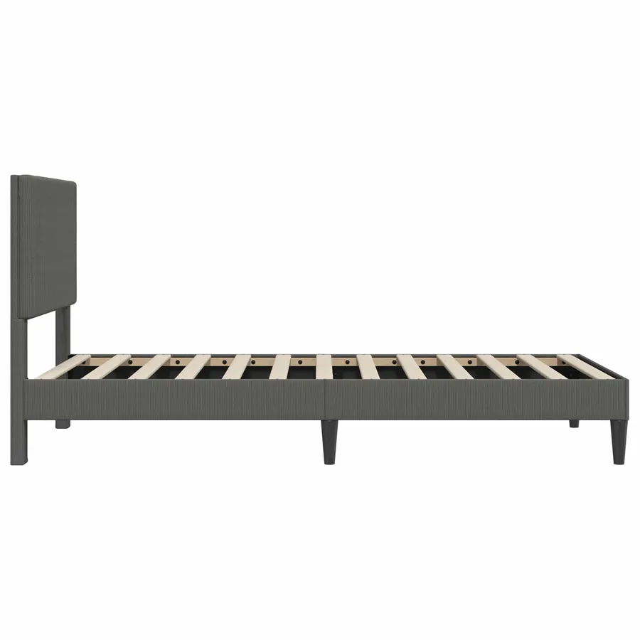 Cadre de lit Gris foncé 100 x 200 cm Tissu en velours côtelé - 5
