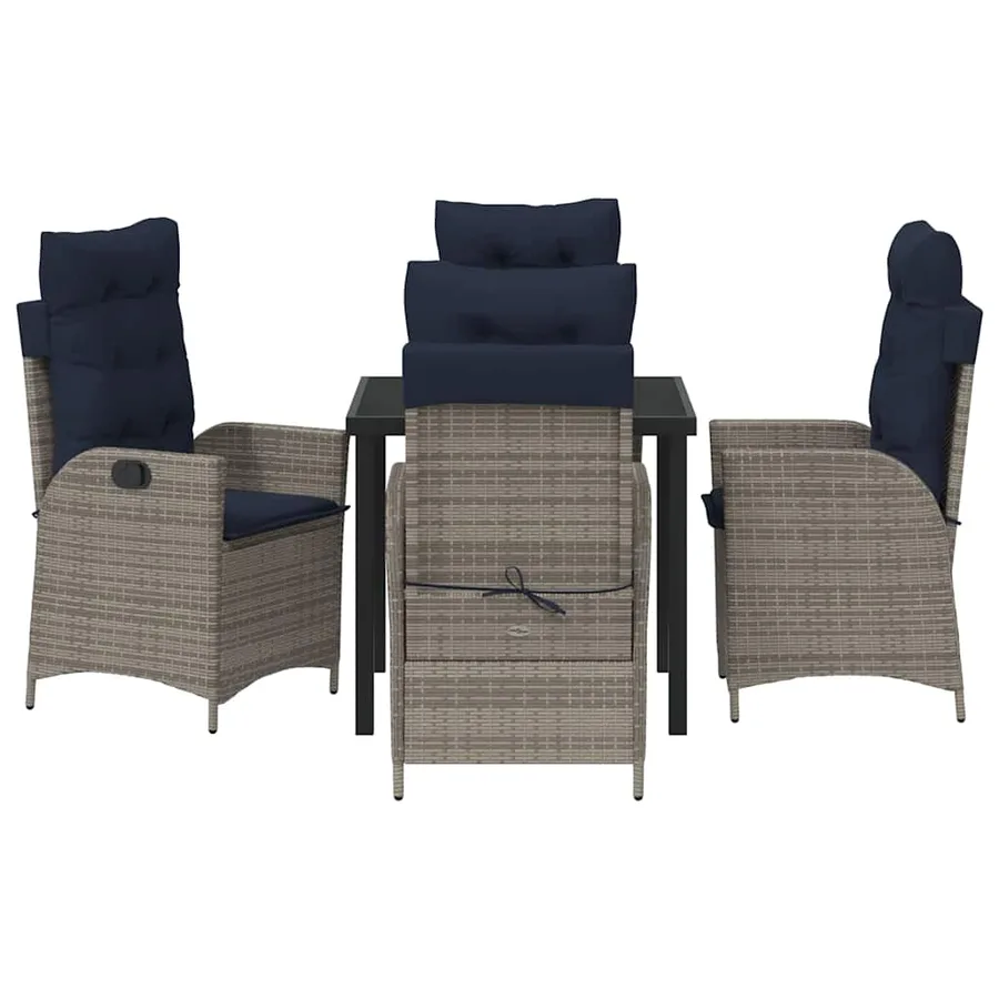 Ensemble de salle à manger pour jardin 5 pcs Gris et Noir Rotin - 7