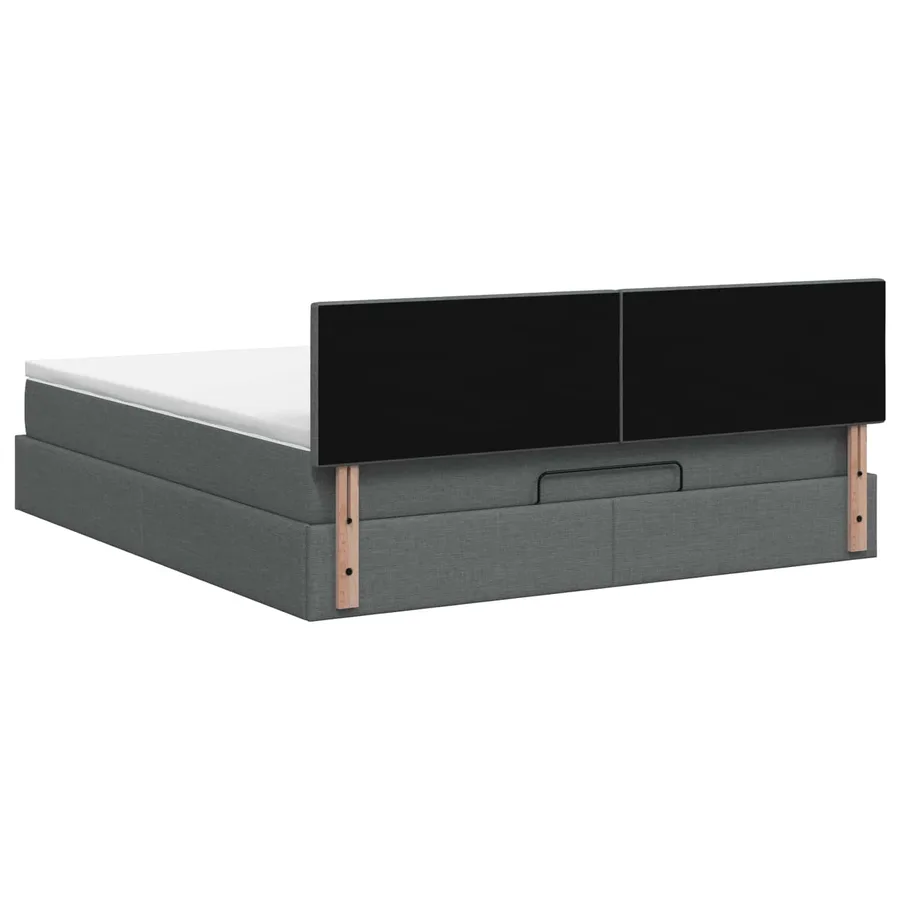 Lit ottoman avec matelas Gris foncé 160 x 200 cm Tissu - 8