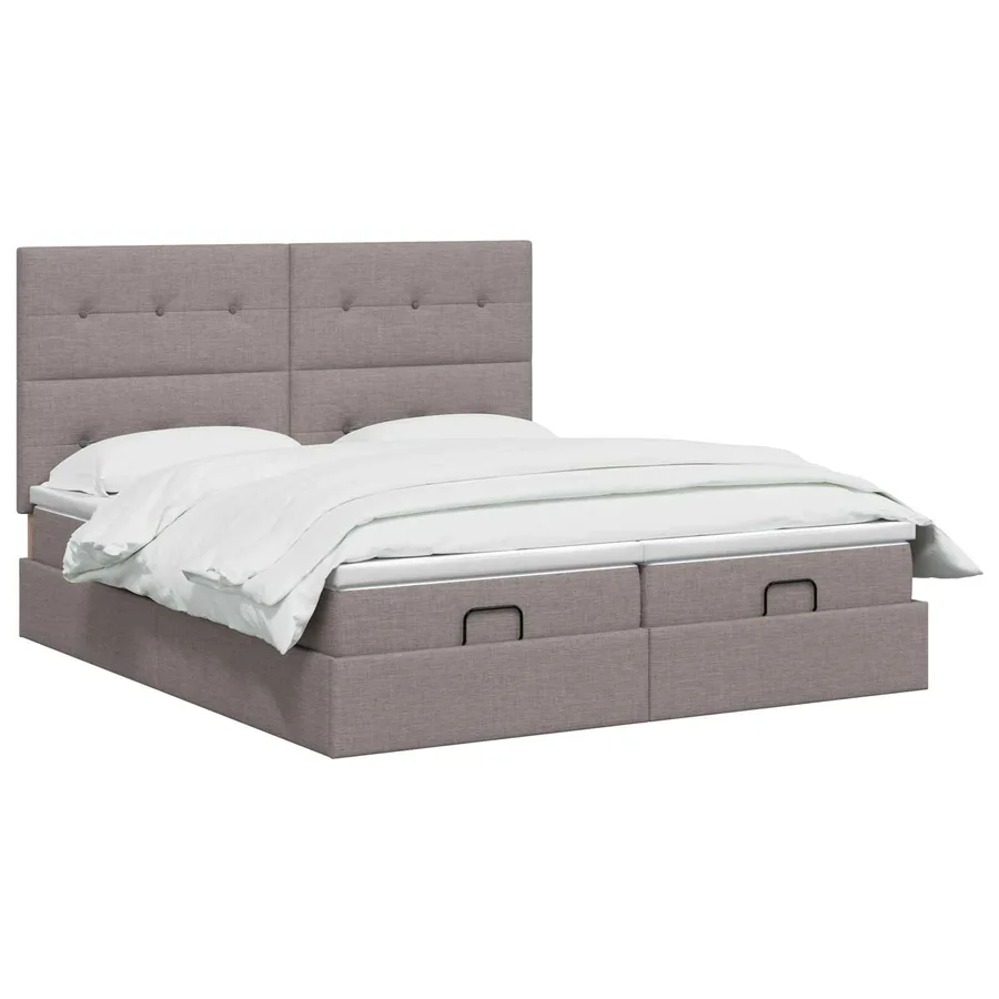 Lit ottoman avec matelas avec tête de lit 2 pc Taupe Tissu - 2