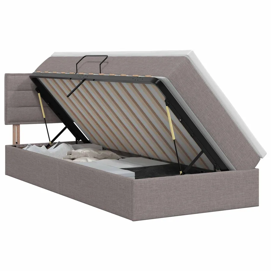 Lit avec rangement et matelas Taupe 90 x 200 cm