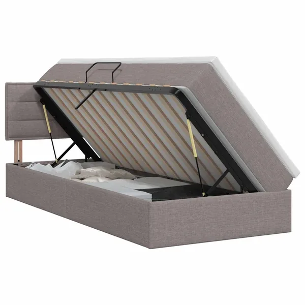 Lit avec rangement et matelas Taupe 90 x 200 cm
