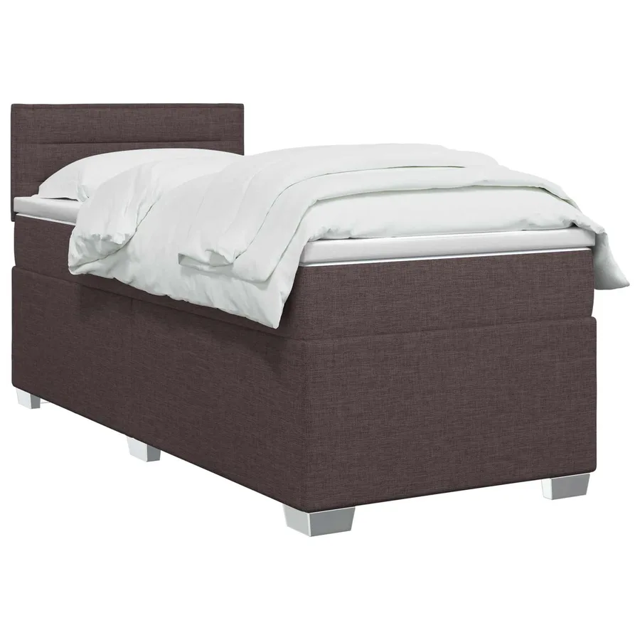 Lit boxspring avec matelas Marron foncé 90 x 200 cm Tissu - 2