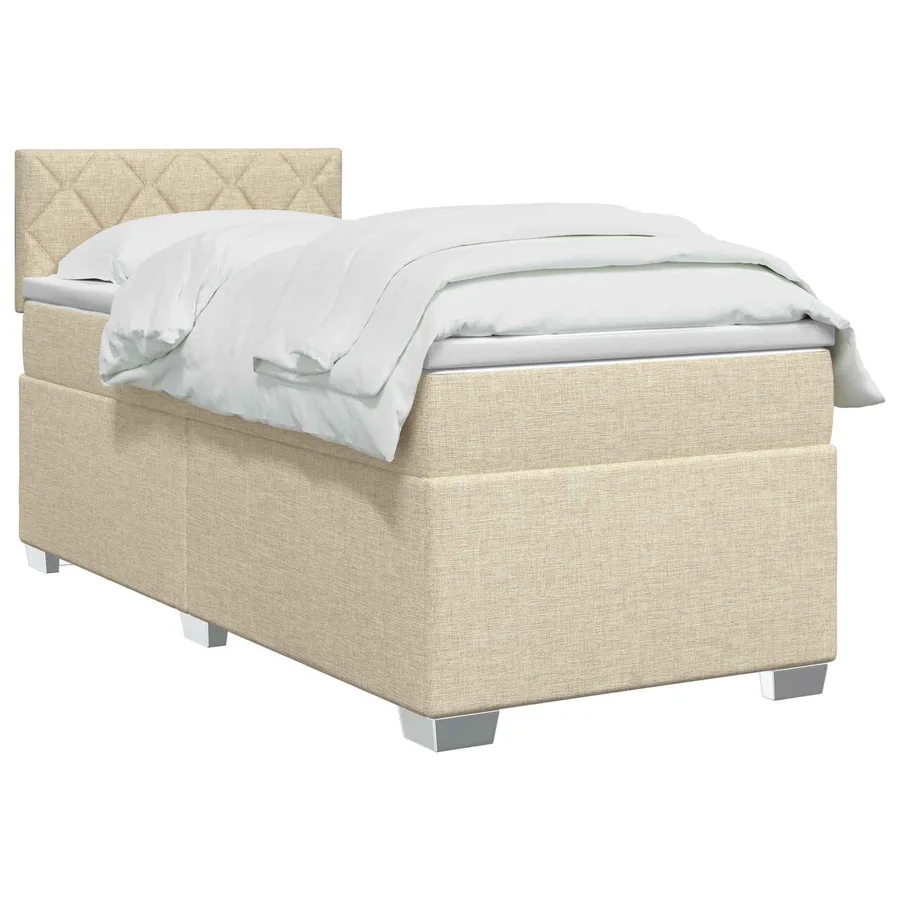 Lit boxspring avec matelas Crème 90 x 200 cm Tissu - 2