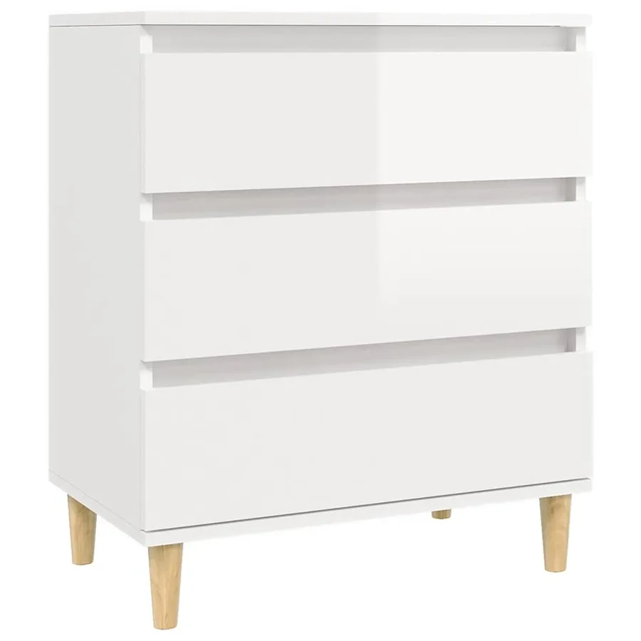 Buffet Blanc brillant 60x35x70 cm Bois d'ingénierie - 2