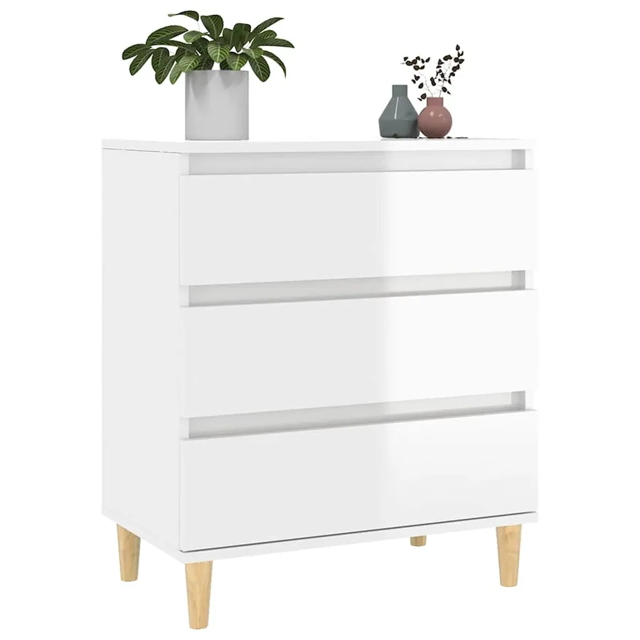 Buffet Blanc brillant 60x35x70 cm Bois d'ingénierie - 4