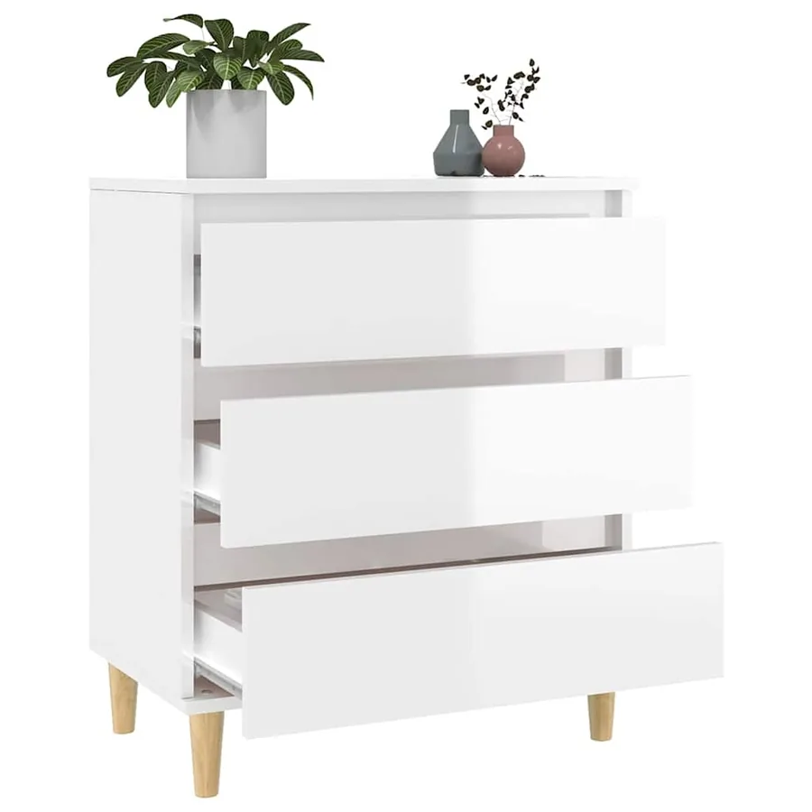 Buffet Blanc brillant 60x35x70 cm Bois d'ingénierie - 5