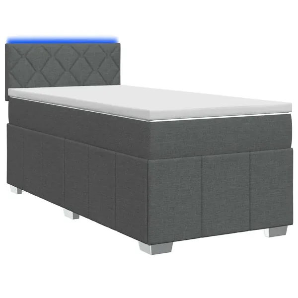 Lit boxspring avec matelas Gris foncé 90 x 200 cm Tissu