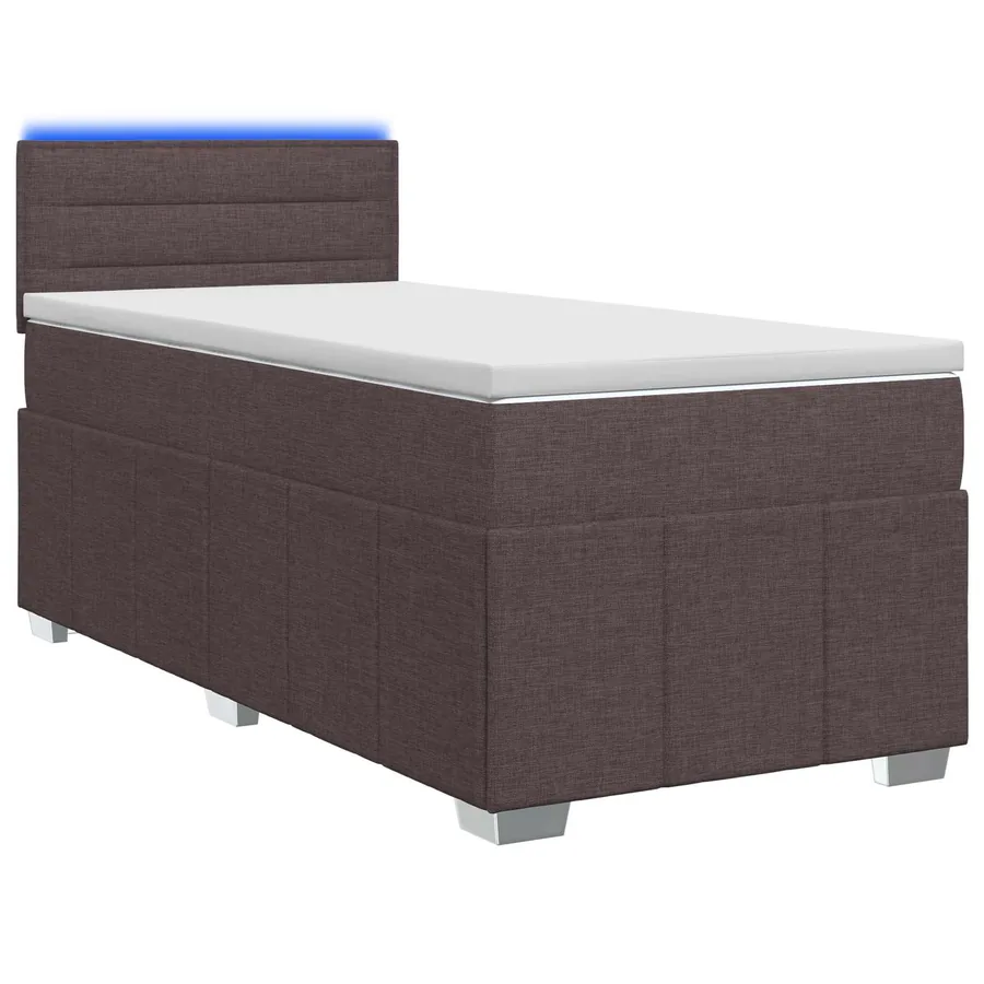 Lit boxspring avec matelas Marron foncé 90 x 200 cm Tissu